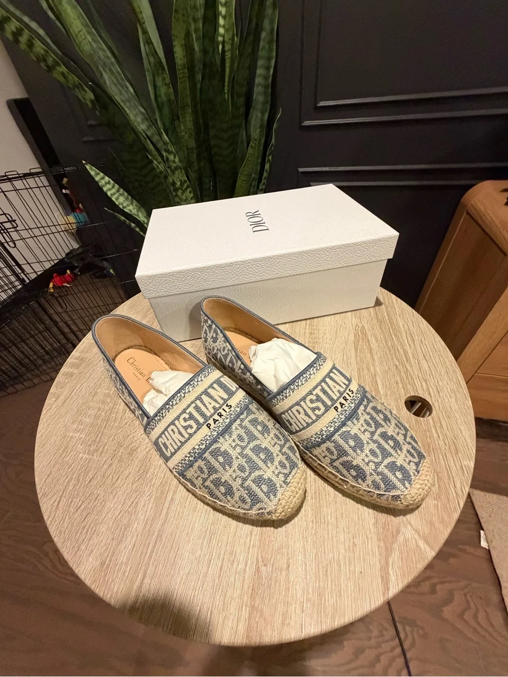 NEW IN BOX Dior Christian Dior Blue Logo Canvas Espadrilles SIZE 39